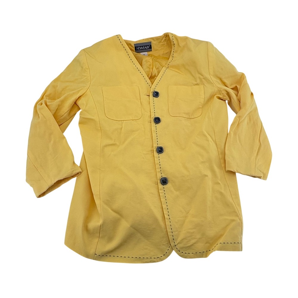 Vintage Nouveaux Yellow Button Front Blazer Jacket Pick Stitch USA Made Size 10‎